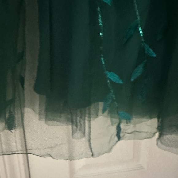 Plus Size Emerald Green Sequin Tulle Formal Dress - Picture 6 of 8